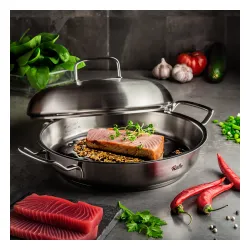 FISSLER Original Profi Collection 28 cm - patelnia ze stali nierdzewnej z pokrywką do serwowania