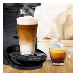 Zestaw ekspres kapsułkowy Bosch Tassimo Happy TAS1002N czarny i 3 opakowania kapsułek: Jacobs Latte Macchiato Classico, Café au lait, Morning Café (Strong&Intense) XL