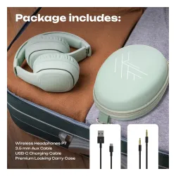 Słuchawki bezprzewodowe PowerLocus P7 Mint Nauszne Bluetooth 5.3 Miętowy