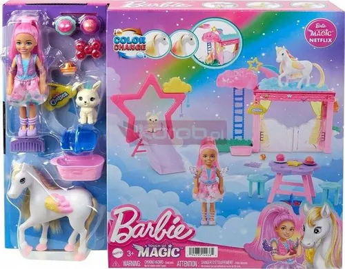 LALKA BARBIE CHELSEA SZCZYPTA MAGII zestaw z jednorożcem HNT67