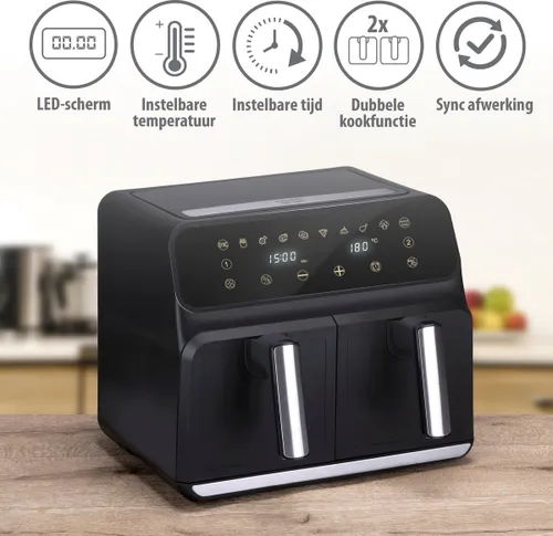Air Fryer Frytkownica beztłuszczowa ALPINA 871125224012 8l z podwójnym koszem programator czasowy