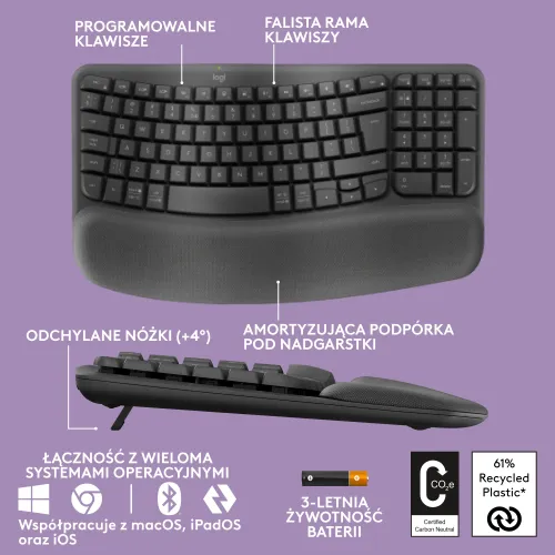 Klawiatura membranowa Logitech Wave Keys - grafitowy