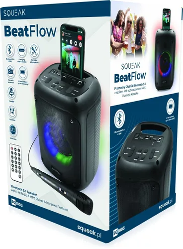 Głośnik mobilny SQUEAK Beatflow Radio FM Czarny