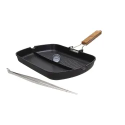 TOGNANA Country Chic 34 x 24 cm - patelnia grillowa nieprzywierająca diamentowa z termometrem i szczypcami