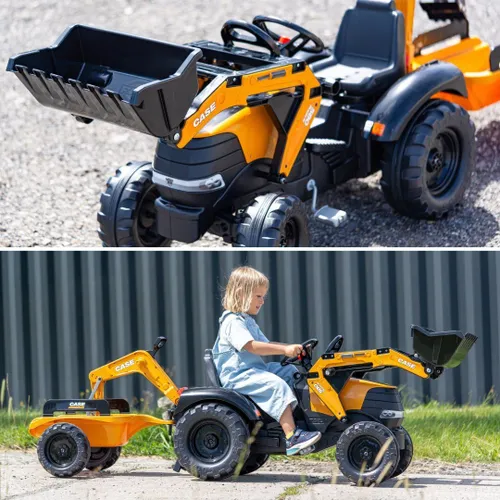 Falk Traktor Na Pedały Case Ce Z Koparką Ładowarką I Przyczepą 3-7 Lat