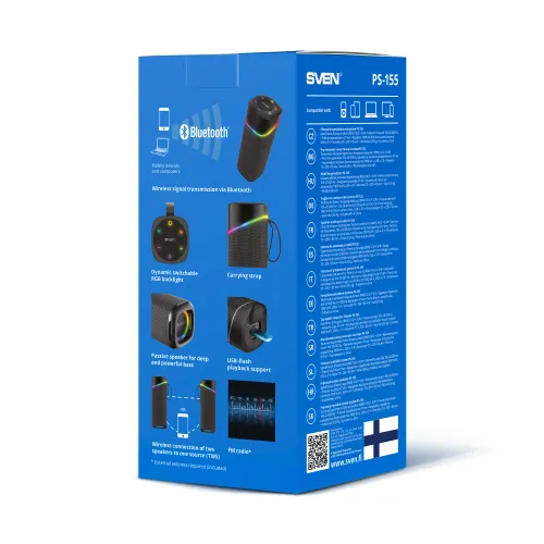 Głośnik Bluetooth Sven PS-155 10W Radio FM Czarny