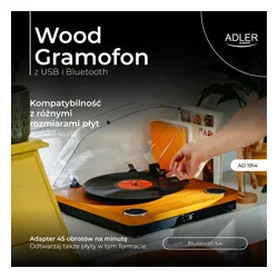Gramofon ADLER AD 1914 Drewno