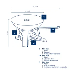 KELA Joy – mini-wok z podgrzewaczem stal śred. 18 cm