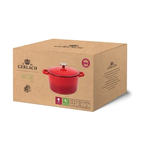 Garnek Gerlach Natur Iron Indukcja Żeliwo 3l Czerwony