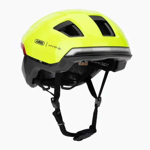 Kask rowerowy z kierunkowskazami ABUS Hyp-e Ace signal yellow