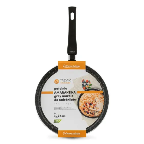 Patelnia do naleśników nieprzywierająca Tadar Amarantina Grey Marble 24 cm indukcja