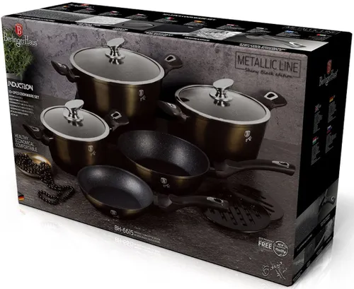 Zestaw garnków BERLINGER HAUS Metallic Line Shiny Black Edition BH-6615 (13 elementów)
