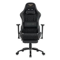 Fotel GAMVIS Phantom Large Czarny (złote elementy) + podnóżek