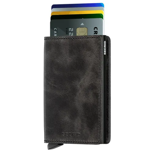 RFID Korumalı Cüzdan Slimwallet Gizli Vintage - siyah