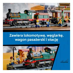 LEGO City 60511 Retro pociąg z lokomotywą parową, zestaw klocków 7+