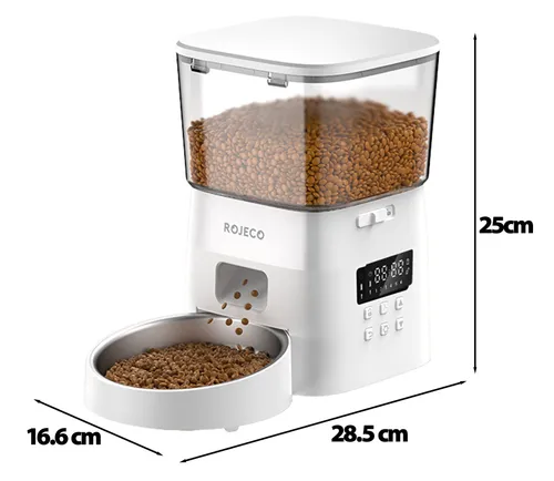Dozownik karmy ROJECO 2L Button Version Automatic Smart Pet Feeder Biały