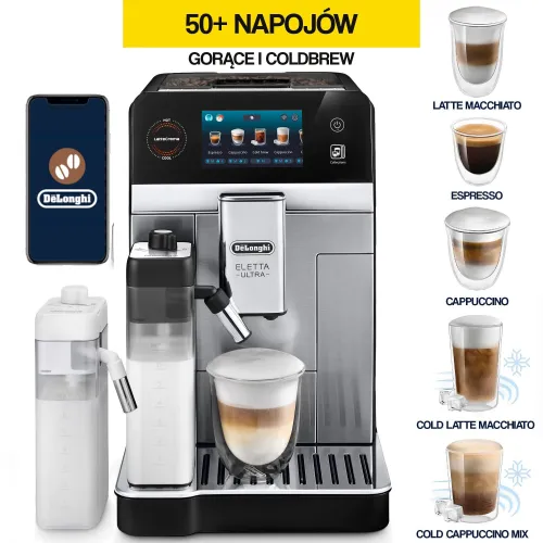 Ekspres DELONGHI ECAM470.85.MB Eletta Ultra (Spienianie mleka na ciepło i zimno) (Cold Brew)