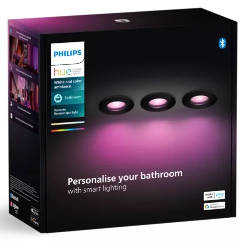 Oświetlenie punktowe Philips Hue White and Color Ambiance Xamento 3szt. Czarny