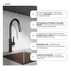 Bateria Globalo Divio Antracytowy Mosiądz/Pvd