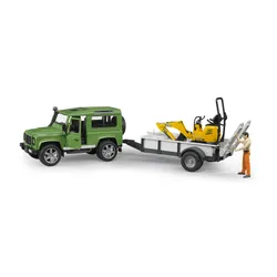 Bruder 02593 Land Rover Defender Station Wagon z przyczepą jednoosiową, mikrokoparką JCB 8010 CTS i pracownikami budowlanymi (02-593)