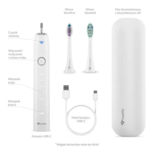 Szczoteczka soniczna TRUELIFE SonicBrush Clean70 UV Biały