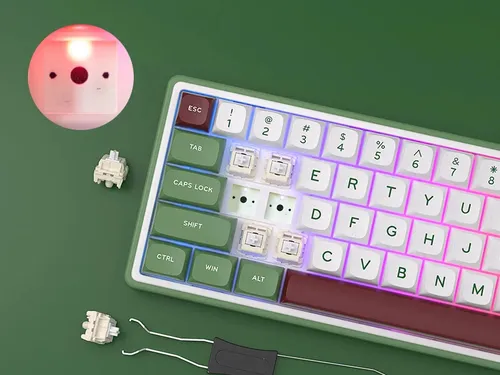 Klawiatura ROYAL KLUDGE R65 RGB Brown Switch Zielono-biało-czerwony