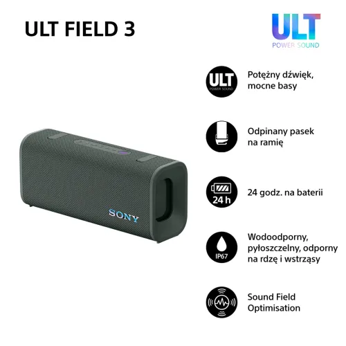 Głośnik Bluetooth Sony ULT Field 3 SRS-ULT30H Szary + Słuchawki bezprzewodowe ULT Wear WH-ULT900NB Czarny