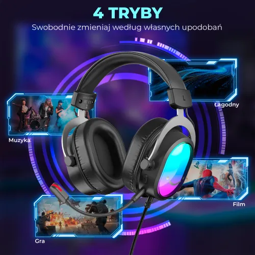 Słuchawki przewodowe z mikrofonem Fifine AmpliGame H16 Nauszne Czarny