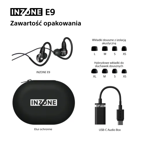 Słuchawki Sony INZONE E9 Dokanałowe Brak mikrofonu Czarny