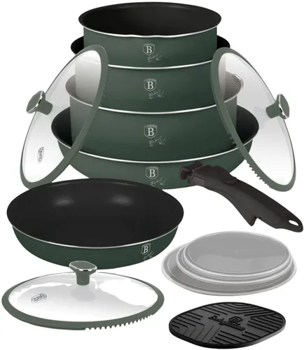 Zestaw patelni i garnków BERLINGER HAUS Matte Green Collection BH-8423 (13 elementów)