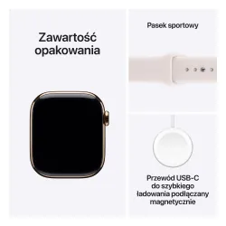 Apple Watch Series 11 GPS + Cellular 42mm Tytan Złoty Pasek sportowy Łagodny róż S/M