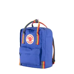 Fjallraven Kanken Gökkuşağı Mini-kobalt mavisi sırt çantası / gökkuşağı deseni