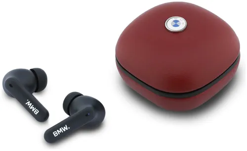 Słuchawki dokanałowe BMW Leather Metal Logo ANC Czerwony