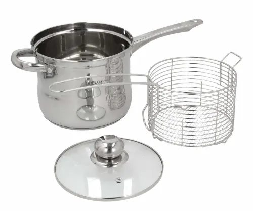 Rondel ze stali nierdzewnej z pokrywką i koszykiem do smażenia ODELO FRY 3,6 l