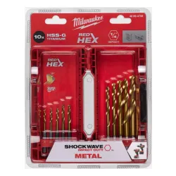 Milwaukee Red Hex Shockwave HSS Ground Tin Metal Matkap Ucu (10 adet)