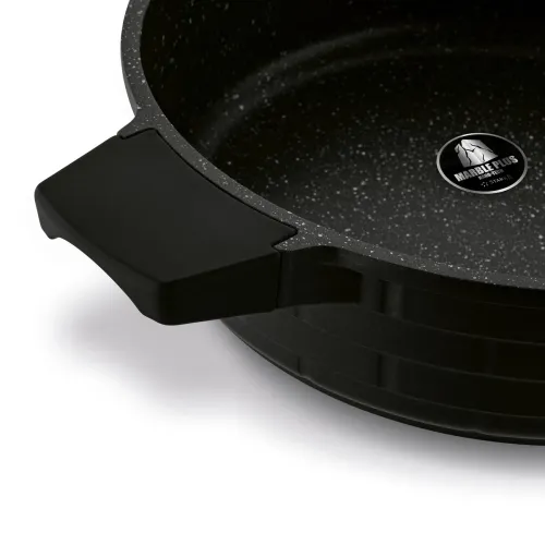 Patelnia nieprzywierająca z dwoma uchwytami i pokrywką STARKE PRO BRICK MARBLE 28 cm