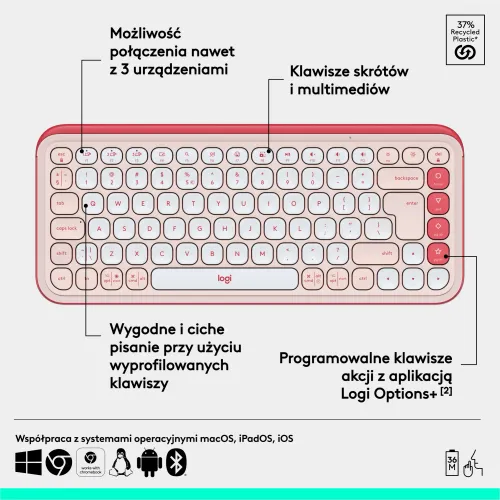 Klawiatura membranowa Logitech POP Icon Keys Różowy