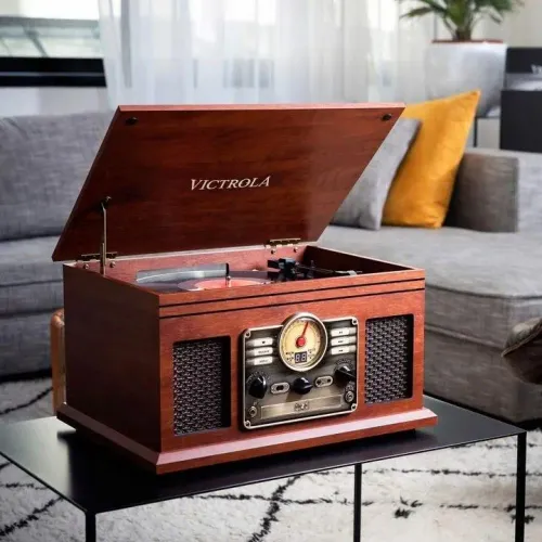 Gramofon Victrola VTA-200B-MAH-INT Manualny Napęd paskowy Bluetooth Mahoń