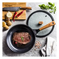 GERLACH Natur 28 cm - patelnia ceramiczna nieprzywierająca z pokrywką