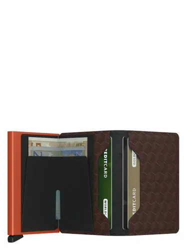 Küçük Secrid Slimwallet Optik RFID Cüzdanı-Kahverengi / Turuncu