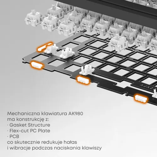 Klawiatura mechaniczna Ajazz AK980 V2 Gift Switch V2 Biało-Fioletowy