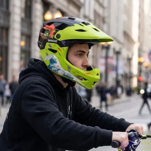 Kask KAMIKAZE Ronin Zielony Full Face (rozmiar M)