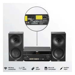 Wieża AKAI AM-301B Bluetooth Radio FM Czarny