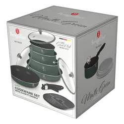 Zestaw patelni i garnków BERLINGER HAUS Matte Green Collection BH-8423 (13 elementów)