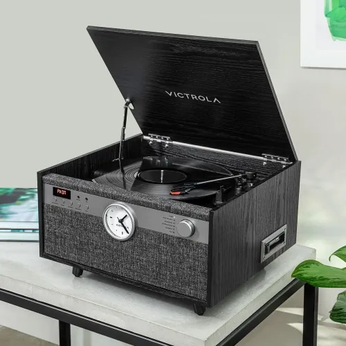 Gramofon Victrola Century Signature+ 6-in-1 VTA-830SB-BLK-INT Manualny Napęd paskowy Bluetooth CD Kaseta Czarny