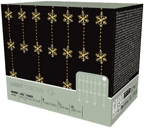 Kurtyna dekoracyjna CHRISTMAS DECORATION 1079257 415 LED Sieciowe 2 m Transparentny