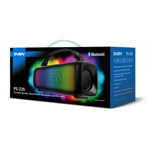 Głośnik Bluetooth Sven PS-235 12W Radio FM Czarny