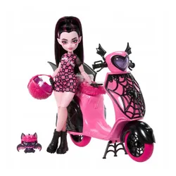 LALKA MONSTER HIGH Draculaura wampirystyczny skuter, zestaw lalka+akcesoria JDR61