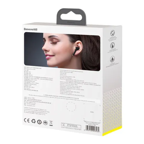 Słuchawki bezprzewodowe Baseus Encok W06 Dokanałowe Bluetooth 5.0 Czarny