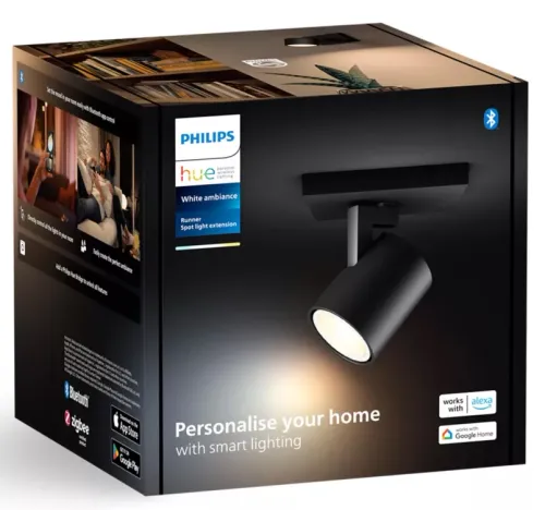 Oświetlenie punktowe Philips Hue White Ambiance Runner - moduł przedłużający Czarny